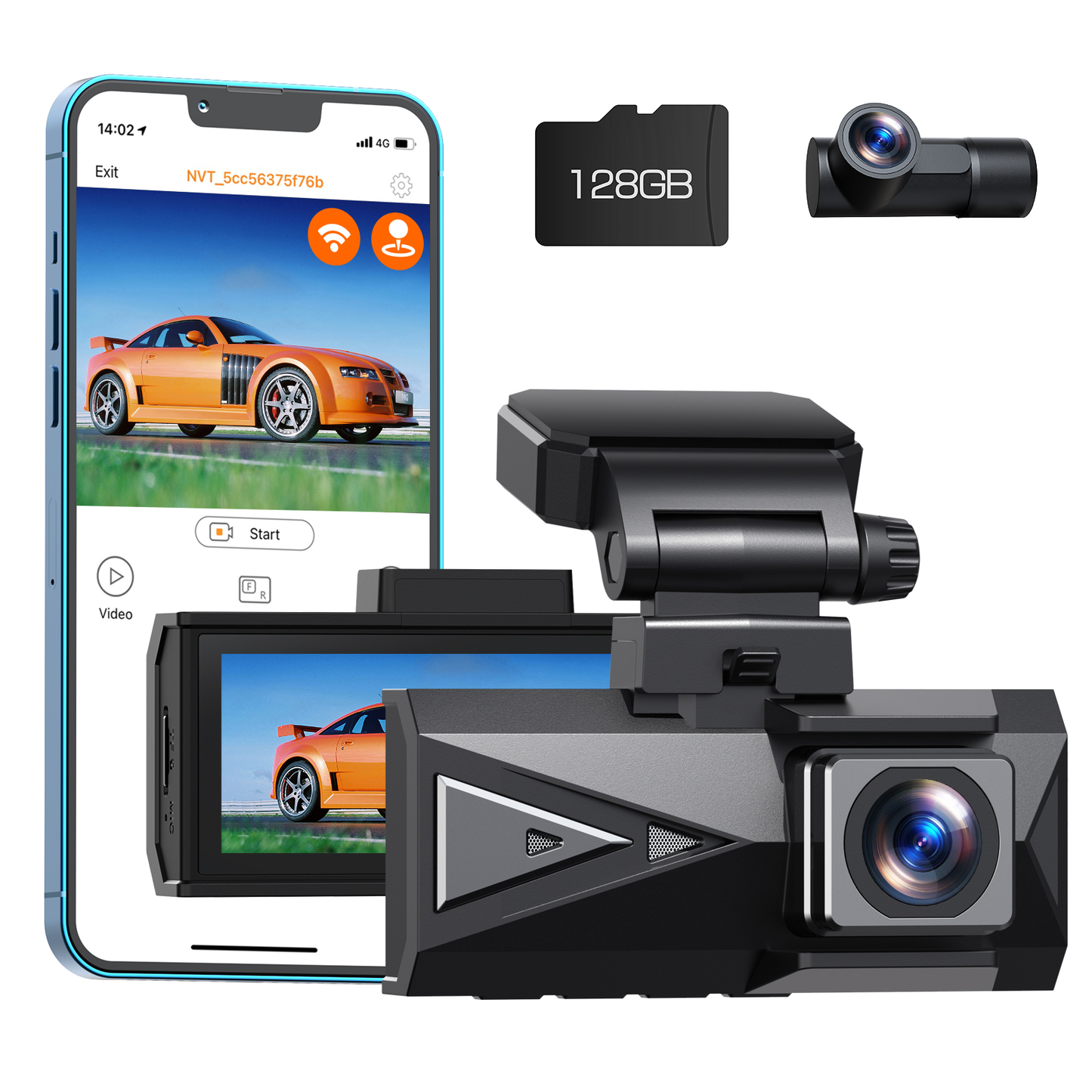 TOGUARD Dash Cam Front and Rear 4K+4K 5Ghz Wifi GPS, Dash Camera for Cars with 128G SD Card, 3.16" Touch Screen Dual Sony Night Vision Car Camera,Voice Commands, G-Sensor, APP