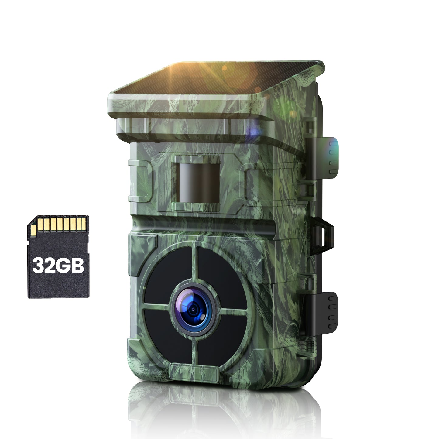 TOGUARD Solar Powered Trail Camera with SD Card 1080P 24MP Hunting Game Camera with Rechargeable 2500mAh Loop Recording 0.1s Trigger Time Night Vision Waterproof Deer Trail Cam for Wildlife Monitoring