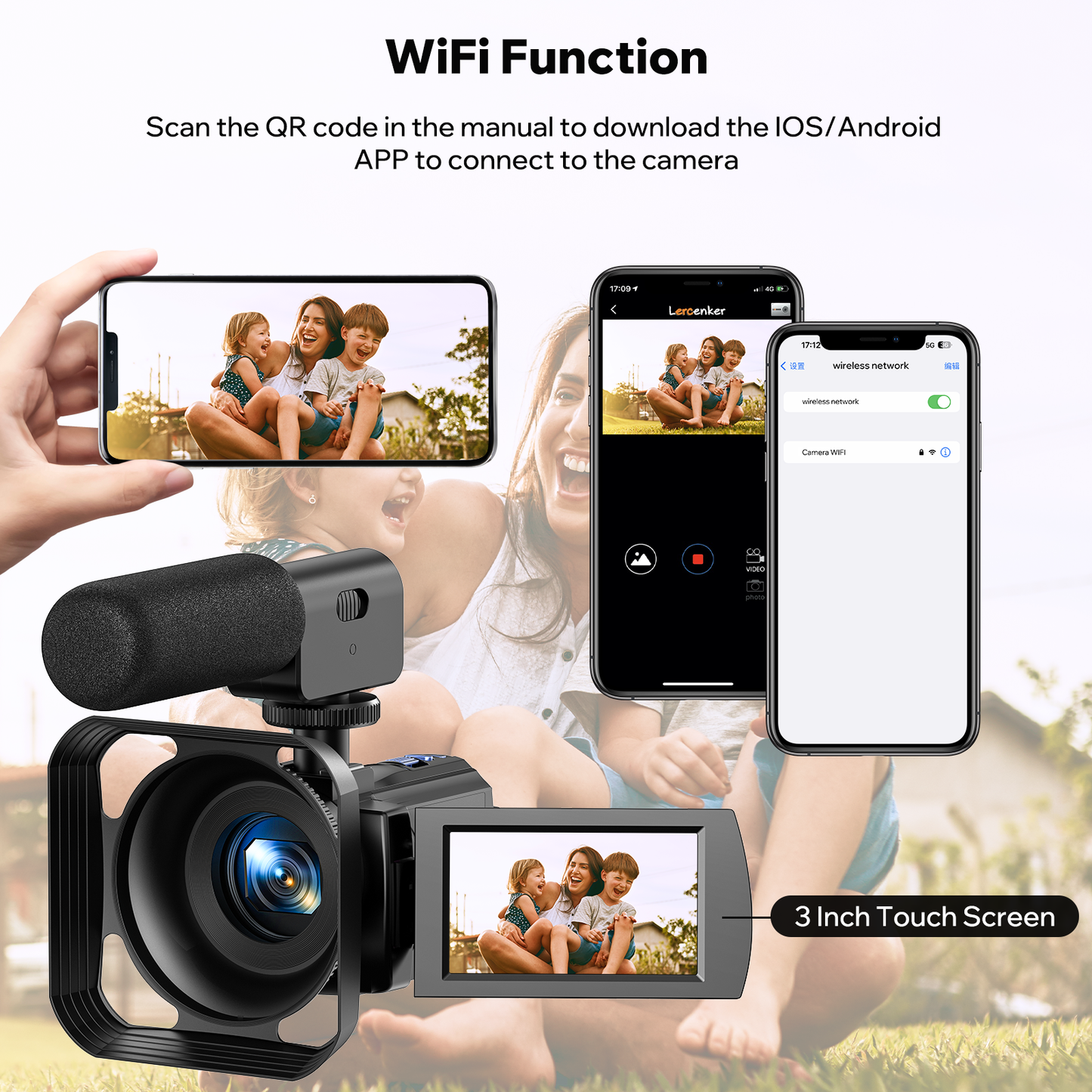 Campark AC11 4K 30FPS Video Camera 42MP Photo 3” 270° Screen Digital Camcorder for Vlogging Youtube