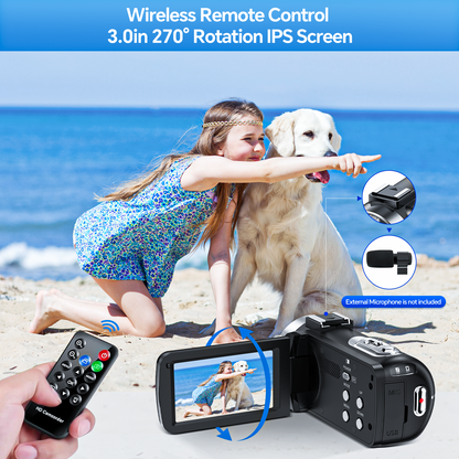 Campark AC13 4K 30FPS Video Camera 42MP Photo 3” 270° Screen Digital Camcorder for Vlogging Youtube