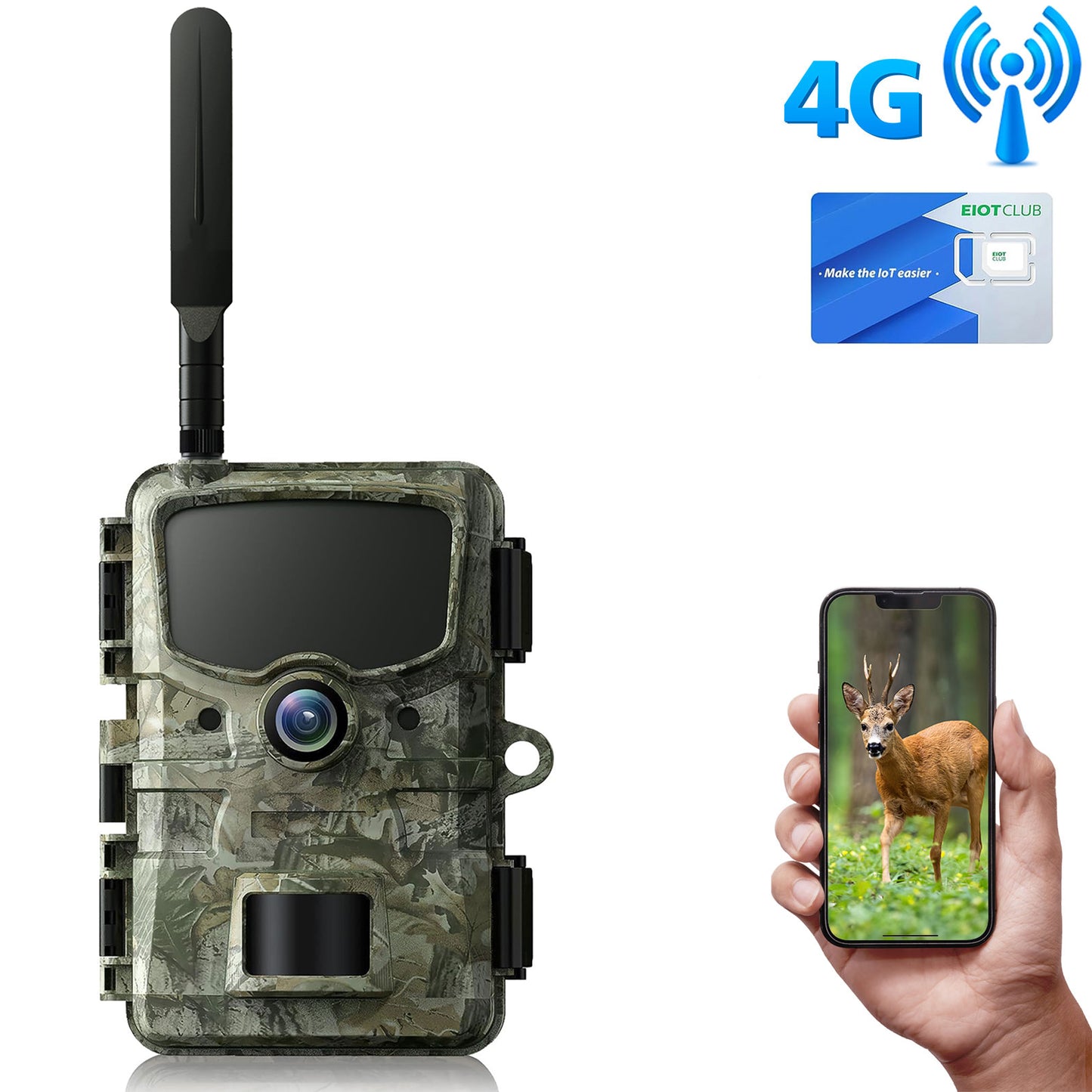 Caméra de surveillance cellulaire CAMPARK 4G LTE qui envoie des images et des vidéos au téléphone portable - Caméra de chasse au gibier 24MP 1080P avec vision nocturne, détection de mouvement, étanche IP66, pour la surveillance de la faune 