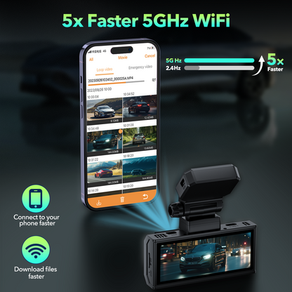 TOGUARD ダッシュカム フロント&amp;リア 4K+4K 5Ghz Wi-Fi GPS、128G SDカード付き車用ダッシュカメラ、3.16インチタッチスクリーン デュアルソニーナイトビジョンカーカメラ、音声コマンド、Gセンサー、アプリ