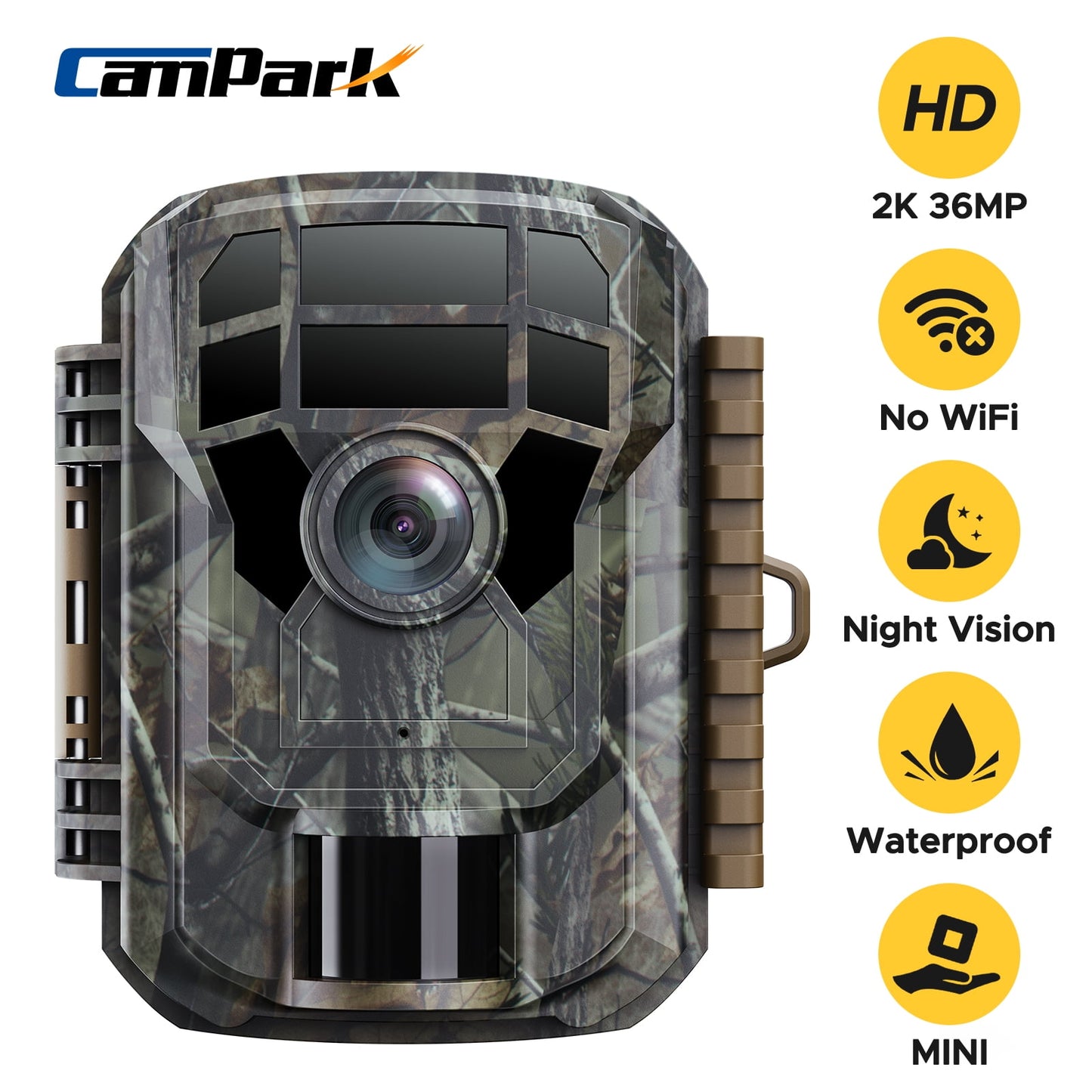 CAMPARK Trail Camera 2K 36MP Game Deer Hunting Camera with Night Vision Motion Activated Waterproof