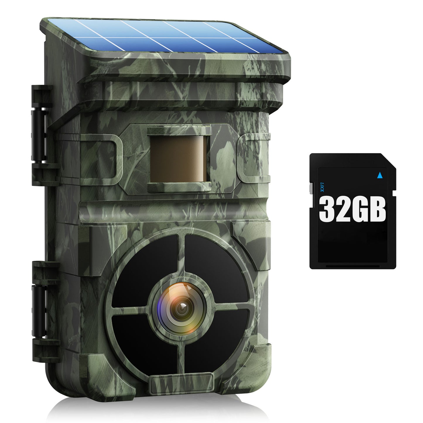 Caméra de chasse solaire CAMPARK avec carte SD, batterie au lithium rechargeable 2500 mAh, caméra de jeu 24 MP 1080 P avec vision nocturne, étanche IP66, détection de mouvement, caméra de chasse au cerf pour la surveillance de la faune