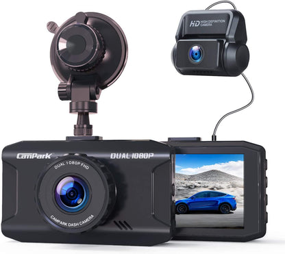 Campark DC20 Dash Cam Front and Rear Dual 1080P Car Camera with 340 Wide Angle Recording