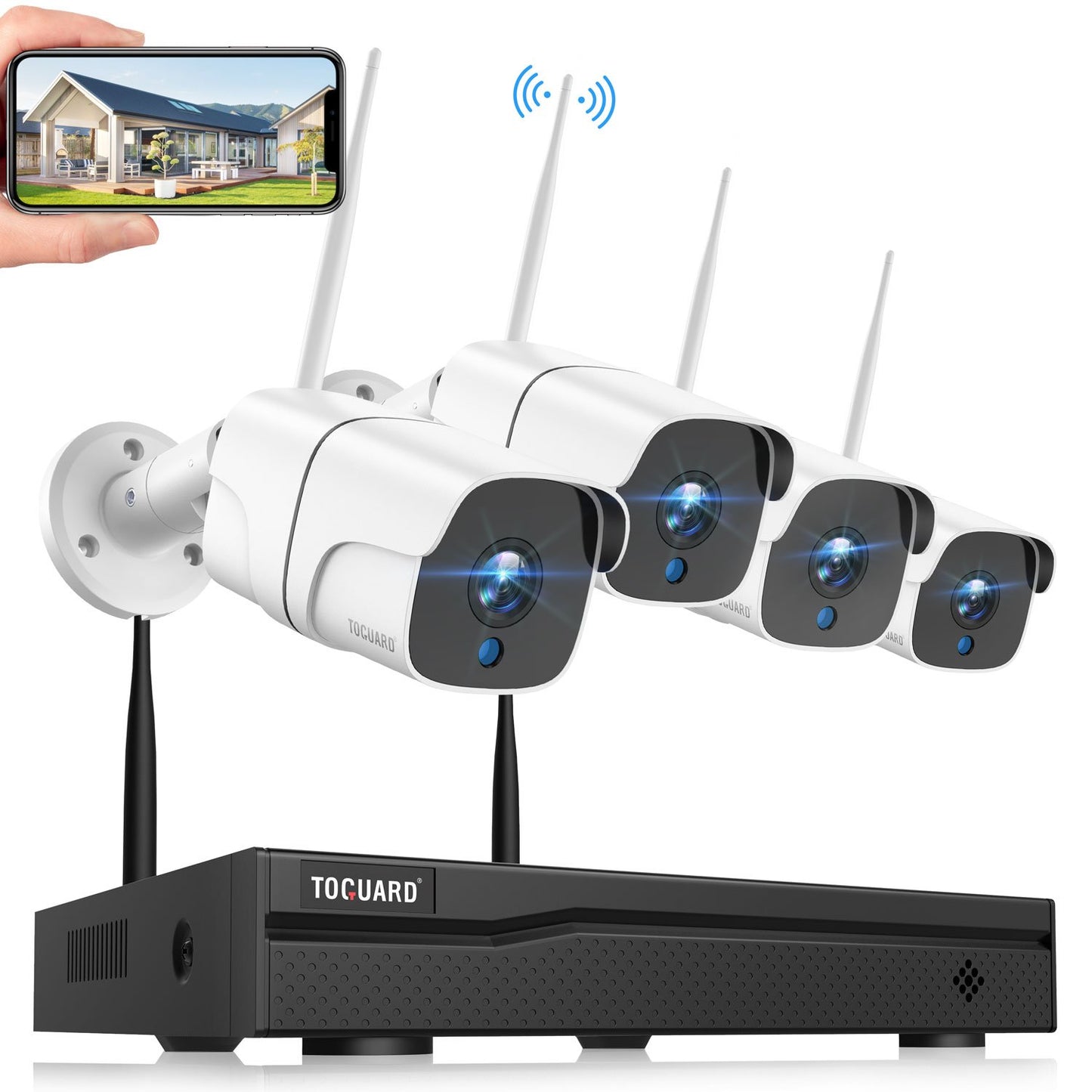 Toguard W300  Wireless Security Camera System 4Pcs 1080P Outdoor/Indoor WiFi Surveillance Cameras