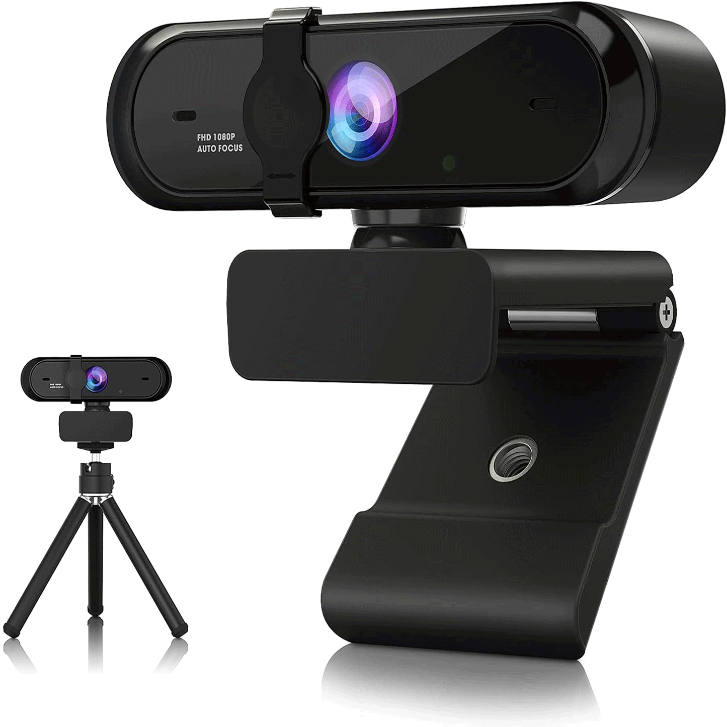 Webcam JEEMAK HD 1080p, webcam USB pour ordinateur PC avec protection de confidentialité et trépied, webcam vidéo Full HD pour ordinateur portable et de bureau, webcam de streaming professionnelle pour l'enregistrement, les appels, les conférences