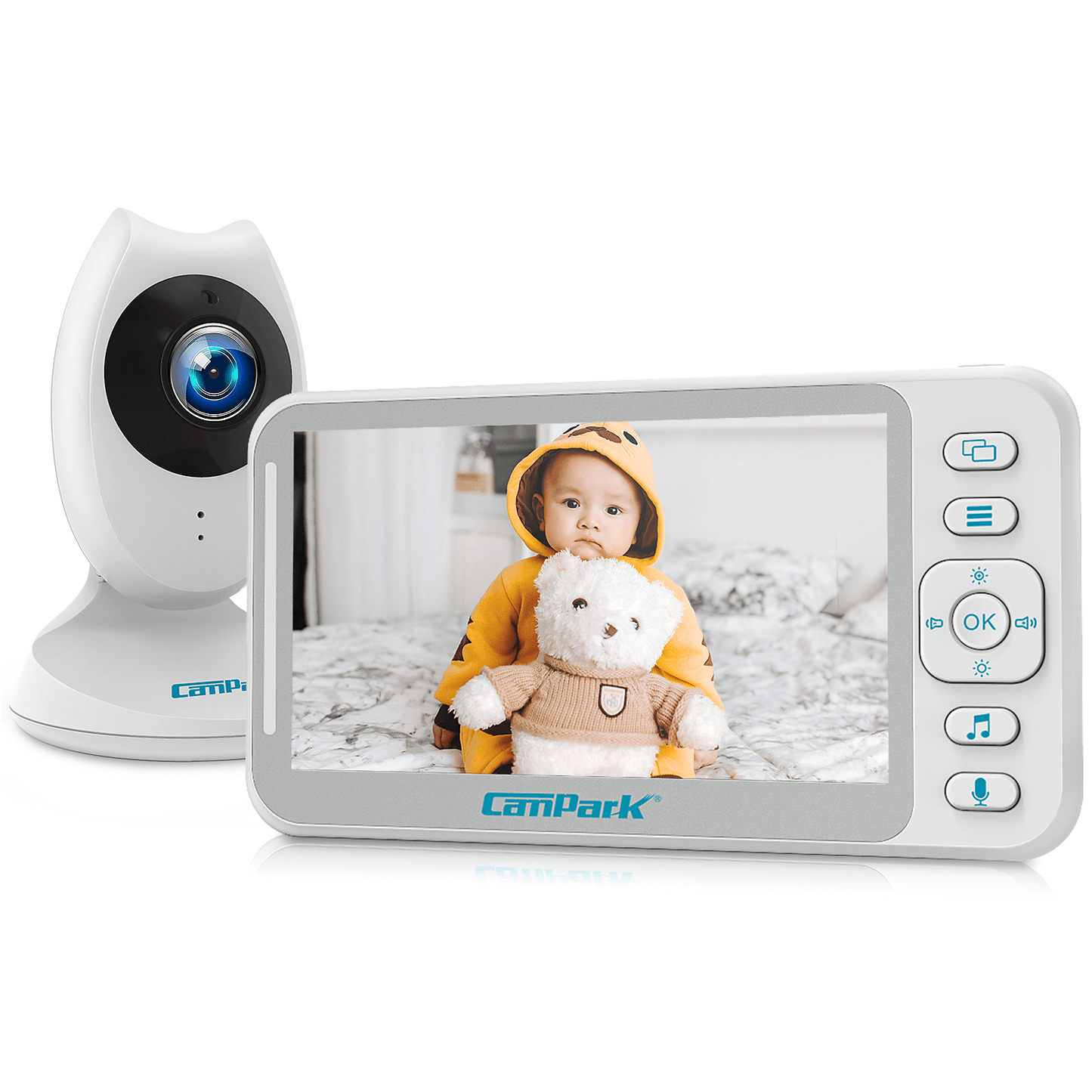 Moniteur vidéo pour bébé Campark BM40 Smart Night Vision 4,3 pouces à écran partagé