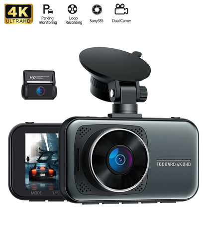 Toguard 4K Dash Cam, Front and Rear Dual Dash Camera 3-inch LCD WDR Car Camera