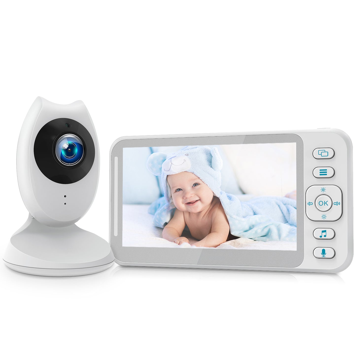 Moniteur vidéo pour bébé CAMPARK avec caméra et audio, écran 4,3 pouces avec vision nocturne, conversation audio bidirectionnelle, mode VOX, 8 berceuses, capteur de température, longue portée et surveillance 24 heures sur 24 