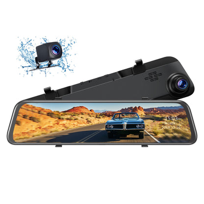 TOGUARD CE70 12" 2.5K Mirror Dash Cam with Full Touch Screen, Front and Rear Dual Dash Camera for Car, Waterproof Backup Camera Rear View Mirror Camera, Night Vision, Parking Assist, GPS