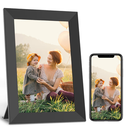 Cadre photo numérique intelligent JEEMAK 10" WiFi HD IPS Écran tactile Stockage intégré de 16 Go Rotation automatique Partage facile de photos/vidéos via l'application, e-mail