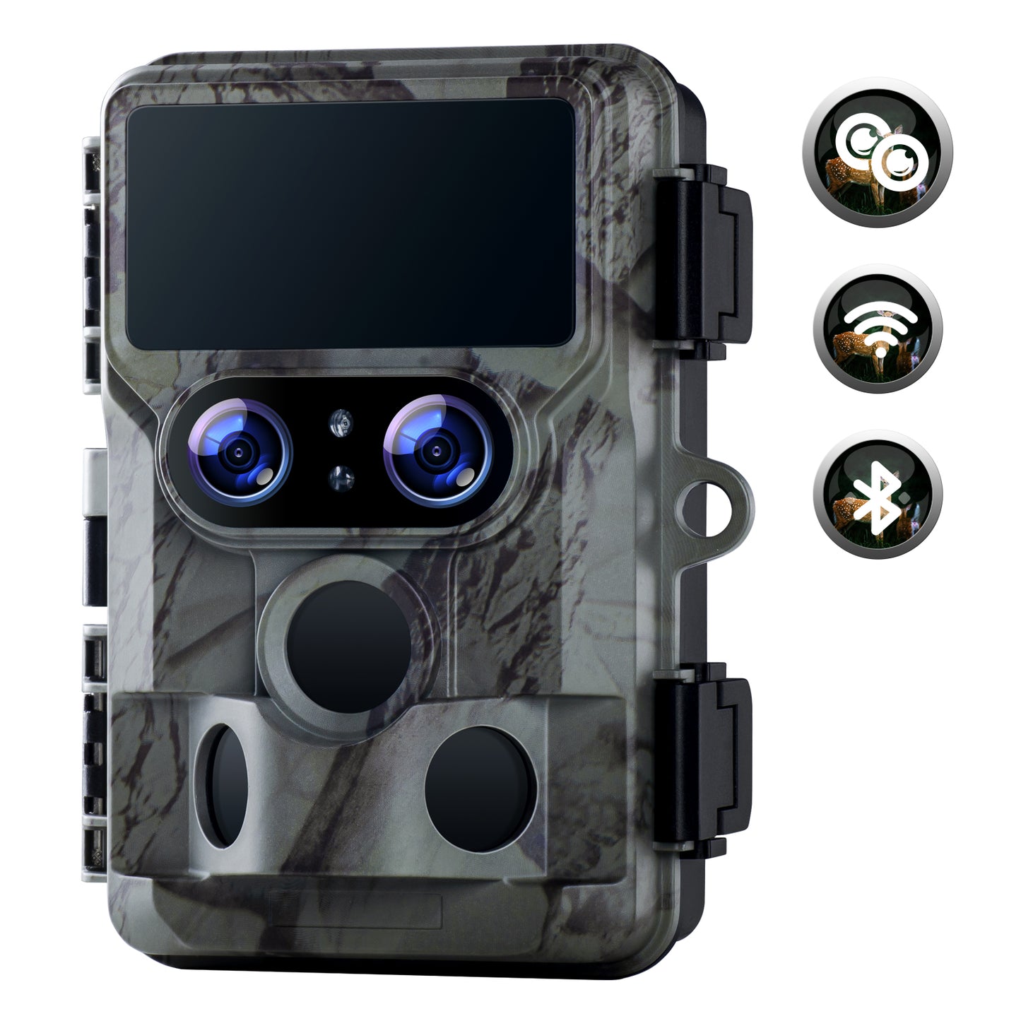 Caméra de chasse TOGUARD - Double objectif Starlight Vision nocturne WiFi 4K 30 FPS 60 MP Caméras de chasse avec capteurs de déclenchement Sony IMX458 0,1 s Vidéo H.265 MP4 Caméra de chasse IP66 étanche pour la surveillance de la faune 